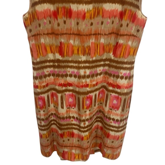 Tahari Multicolor Batik Print Shift Dress Linen Blend Mini Women’s Size 8 - Picture 4 of 12